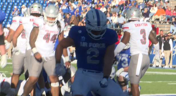Air Force fullback Owen Allen explains touchdown dance