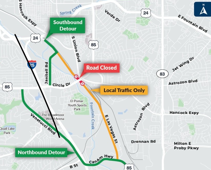 Two-month closure of segment of Las Vegas Street in Colorado Springs begins today