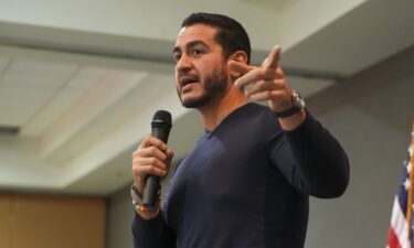 Abdul El-Sayed speaks at a campaign rally in Flint