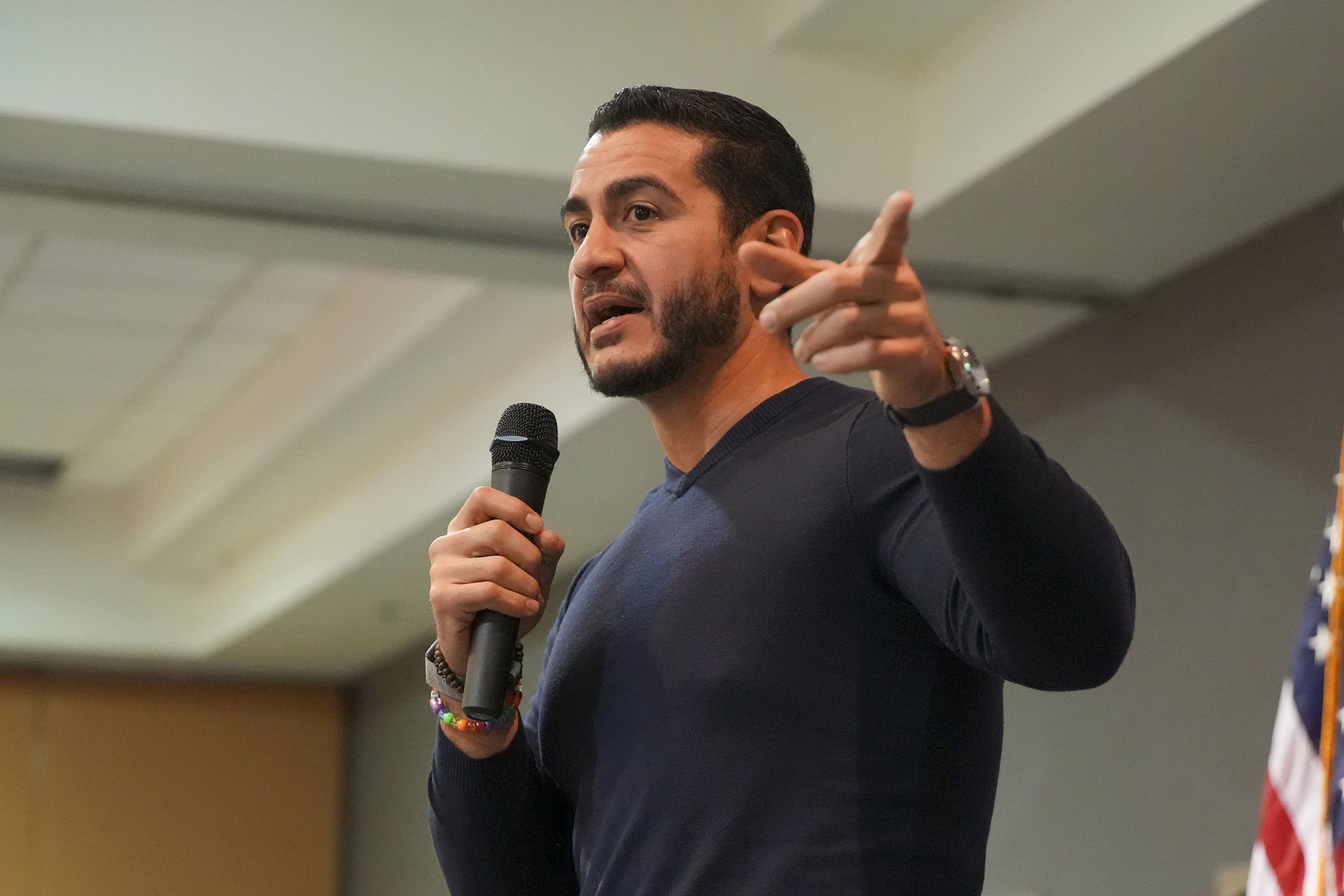 Abdul El-Sayed speaks at a campaign rally in Flint